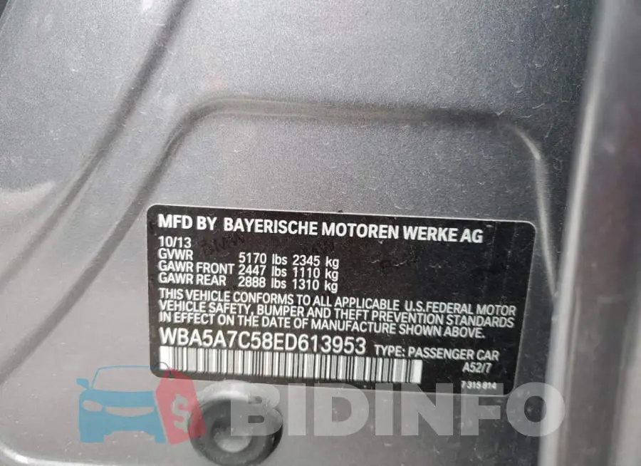 WBA5A7C58ED613953 Photo# 12