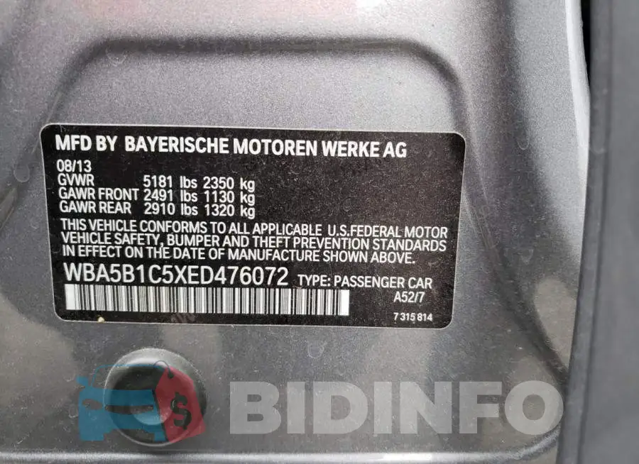 WBA5B1C5XED476072 Photo# 12