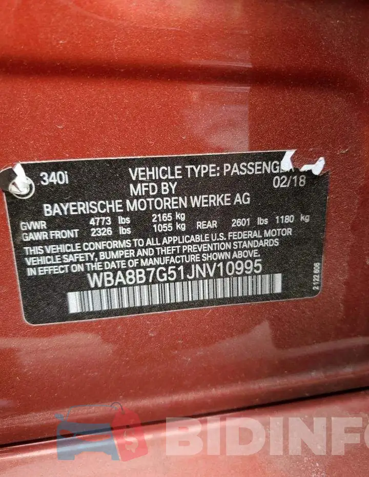 WBA8B7G51JNV10995 Photo# 13