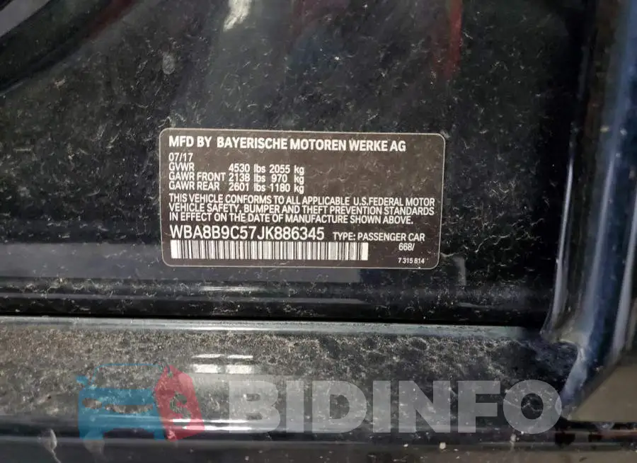 WBA8B9C57JK886345 Photo# 12