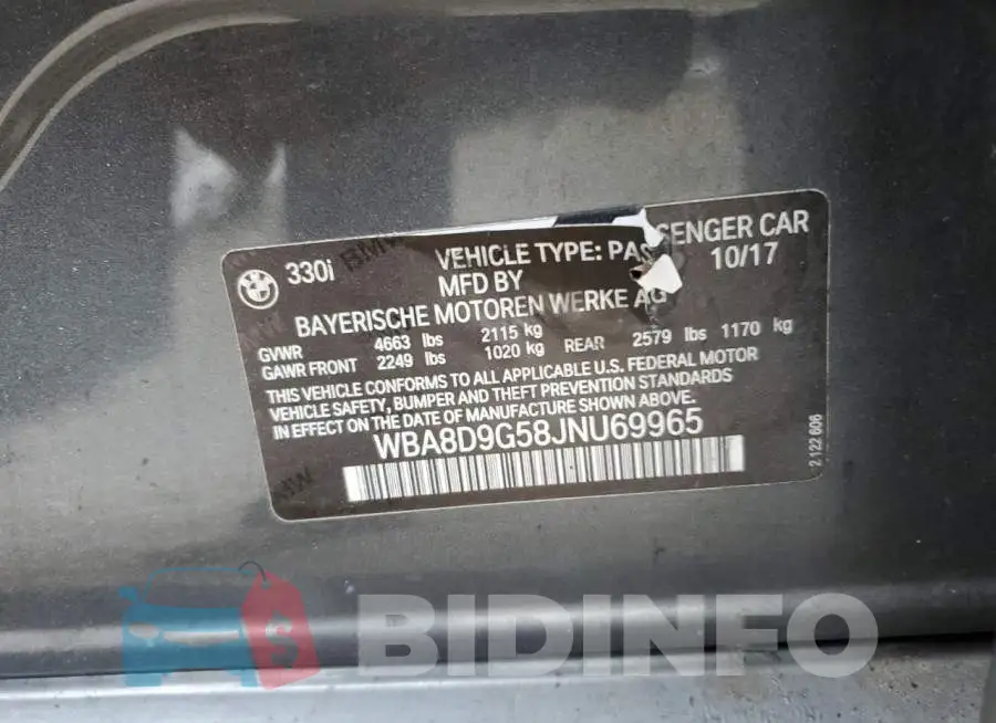 WBA8D9G58JNU69965 Photo# 12