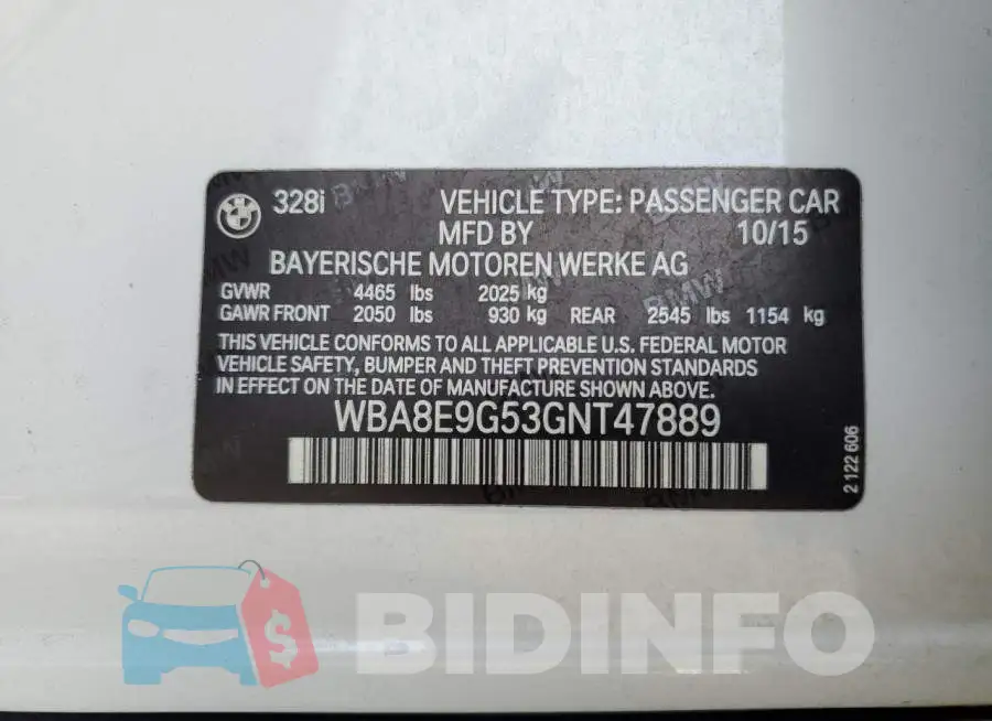 WBA8E9G53GNT47889 Photo# 12