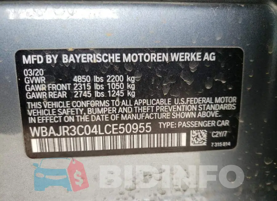 WBAJR3C04LCE50955 Photo# 12