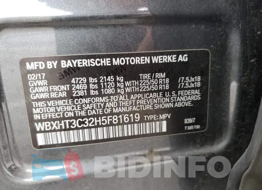 WBXHT3C32H5F81619 Photo# 13