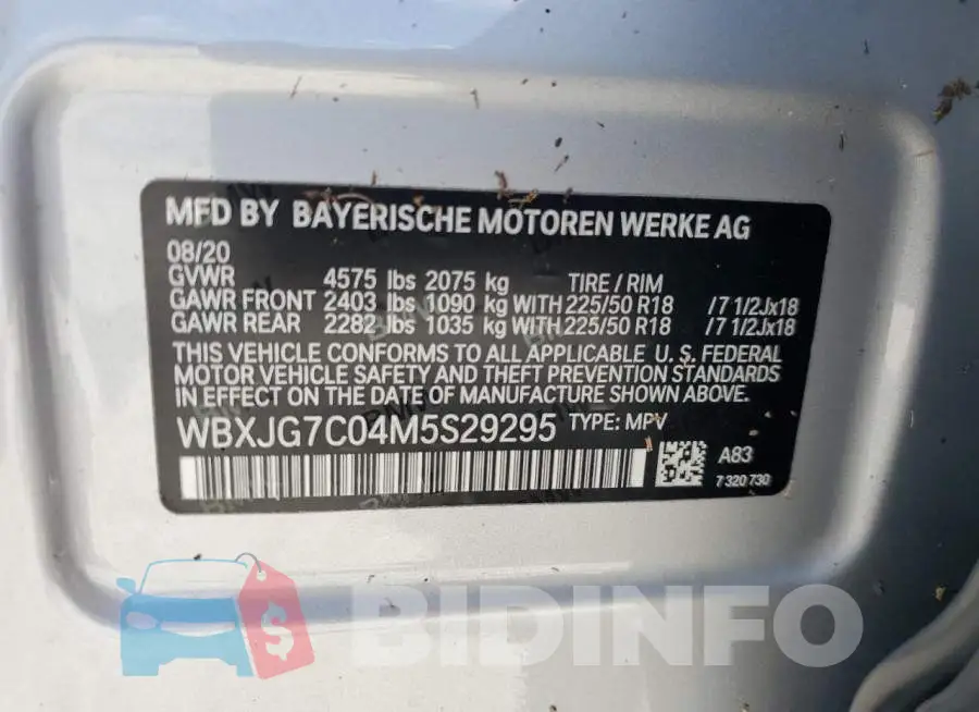 WBXJG7C04M5S29295 Photo# 13