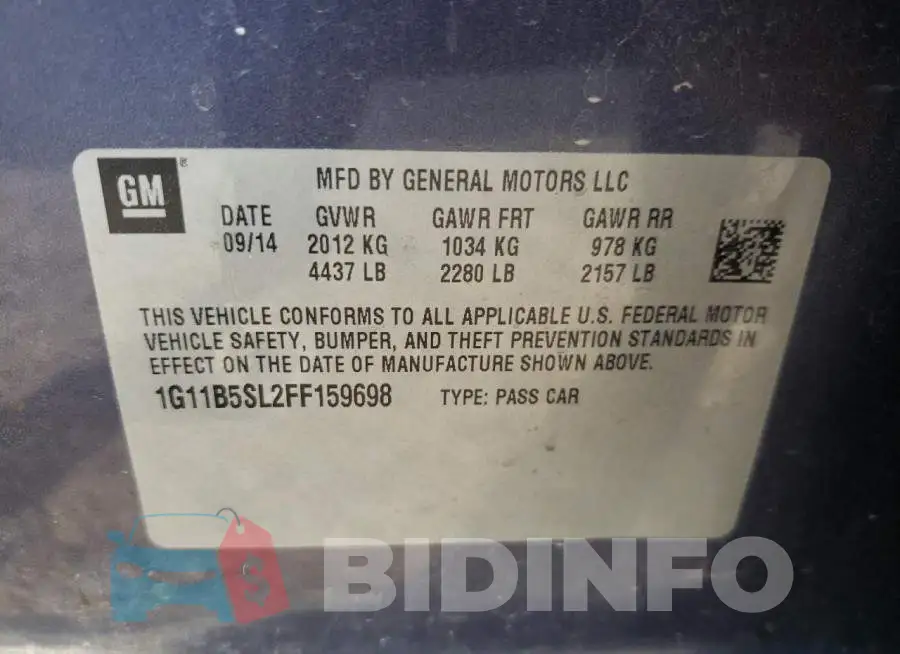 1G11B5SL2FF159698 Photo# 12