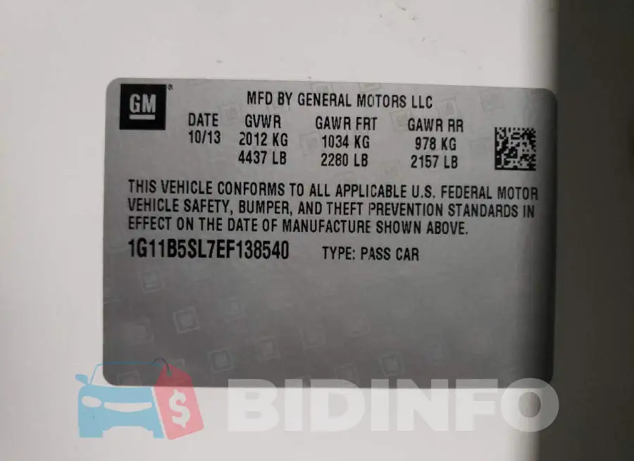 1G11B5SL7EF138540 Photo# 12