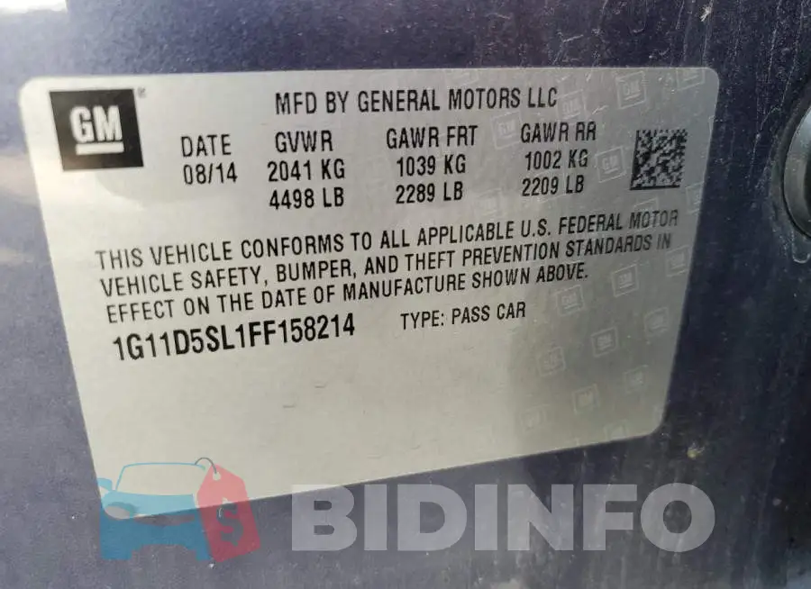 1G11D5SL1FF158214 Photo# 13