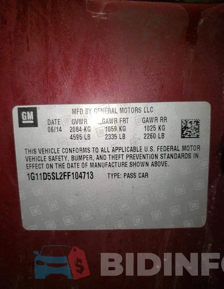 1G11D5SL2FF104713 Photo# 12