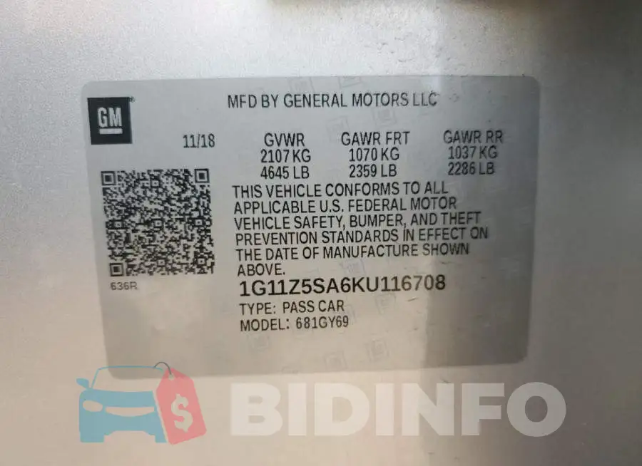 1G11Z5SA6KU116708 Photo# 13