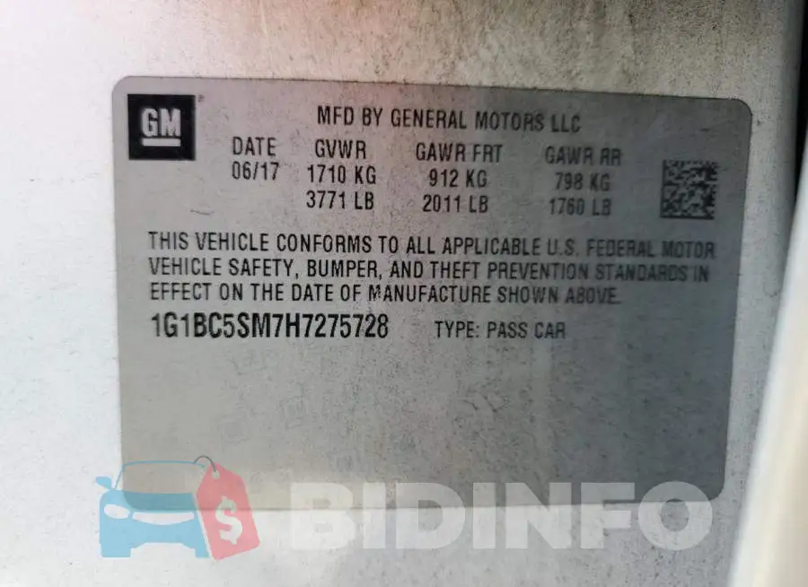 1G1BC5SM7H7275728 Photo# 13