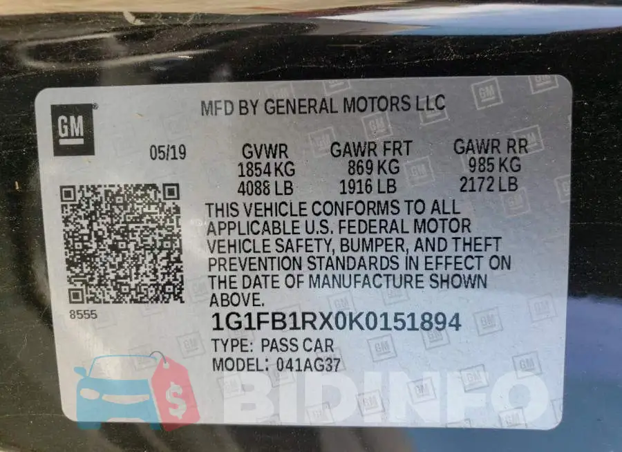 1G1FB1RX0K0151894 Photo# 12