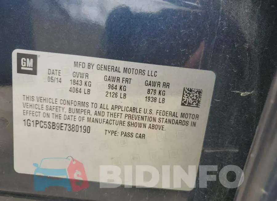 1G1PC5SB9E7380190 Photo# 12