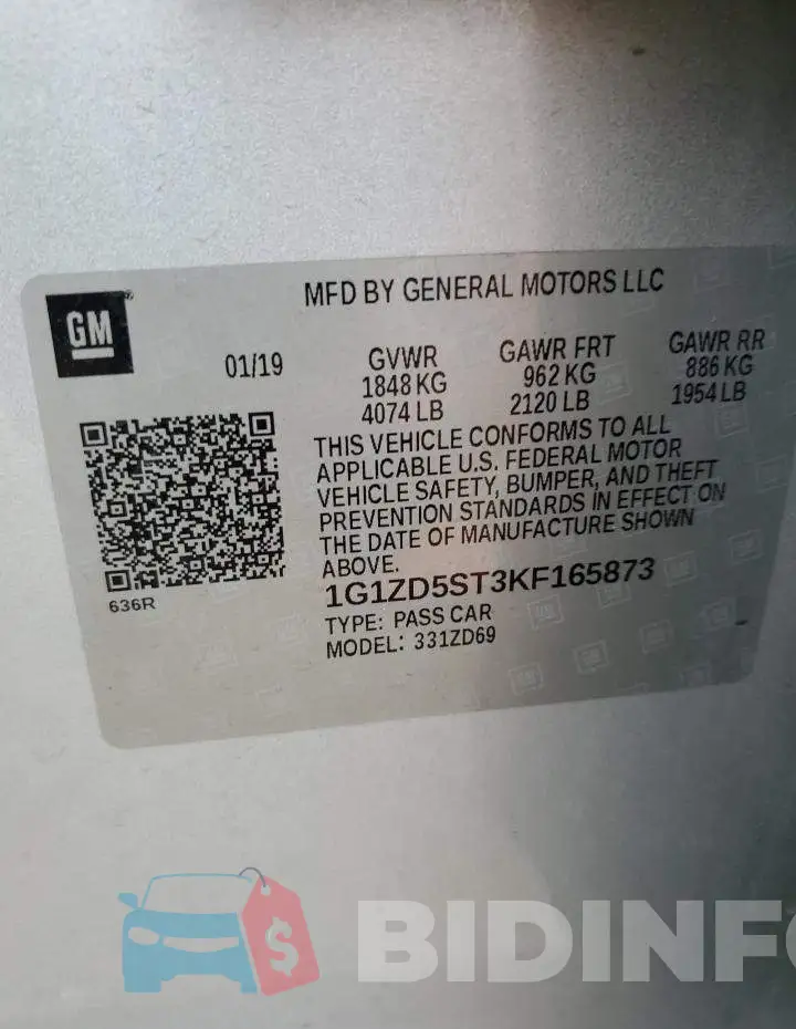 1G1ZD5ST3KF165873 Photo# 12