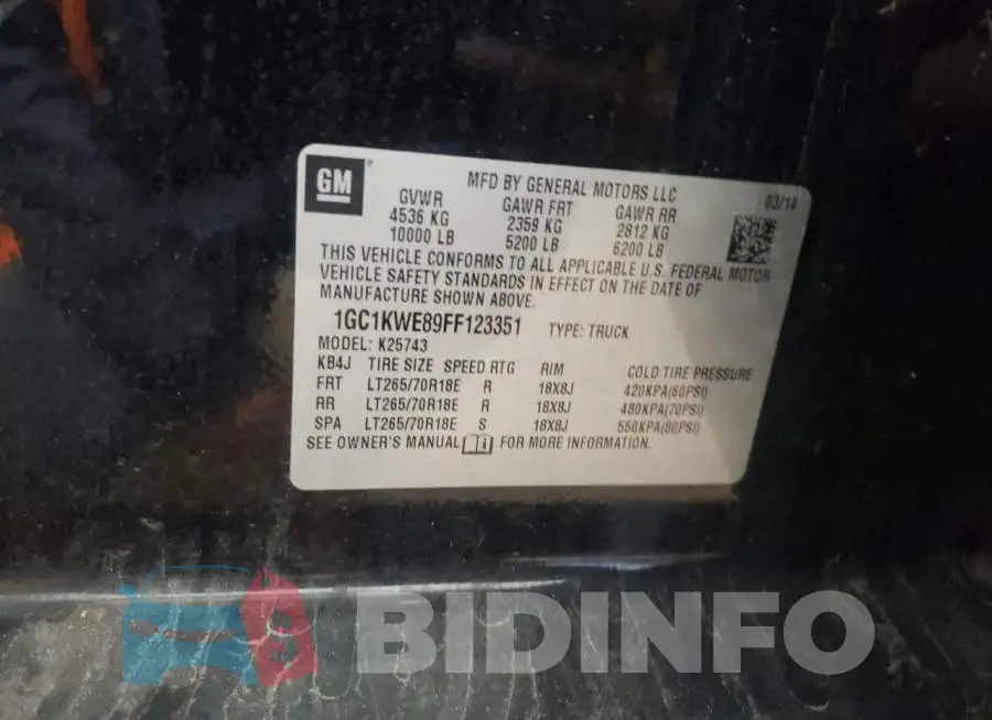 1GC1KWE89FF123351 Photo# 13