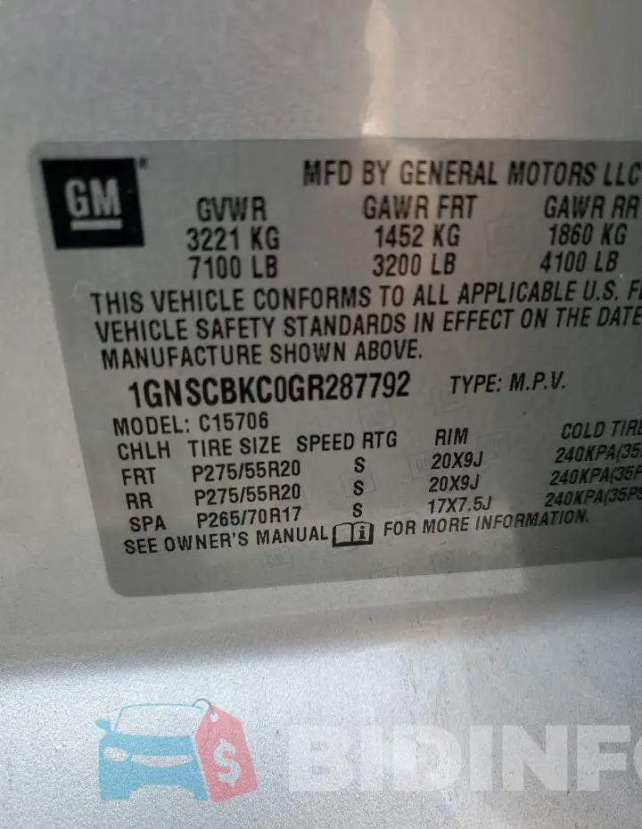 1GNSCBKC0GR287792 Photo# 13