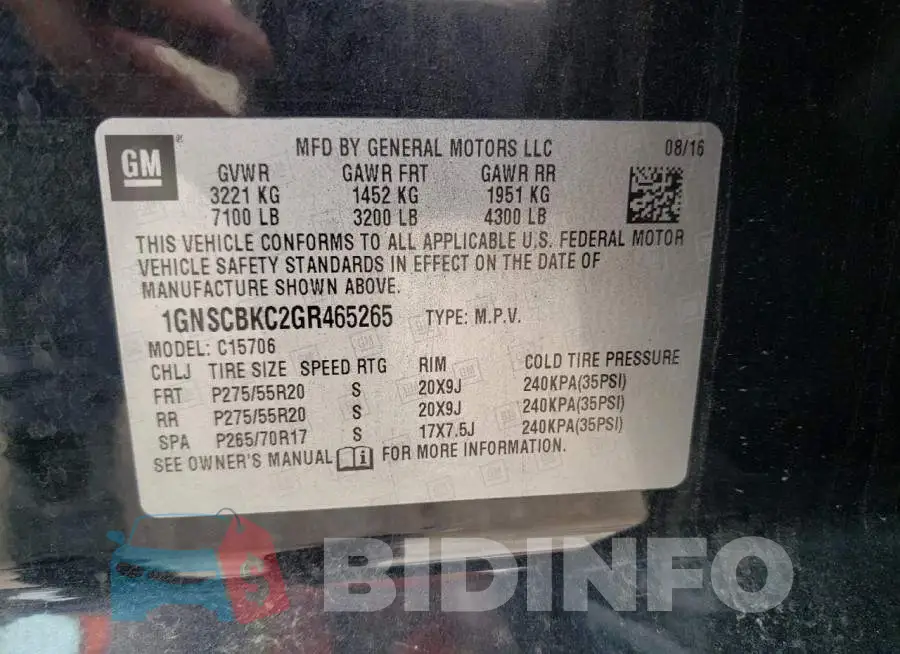 1GNSCBKC2GR465265 Photo# 12