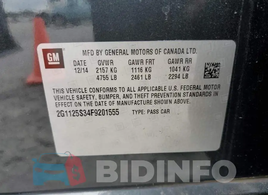 2G1125S34F9201555 Photo# 12