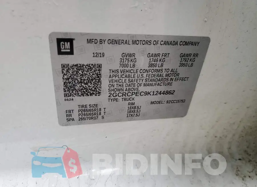 2GCRCPEC9K1244862 Photo# 12