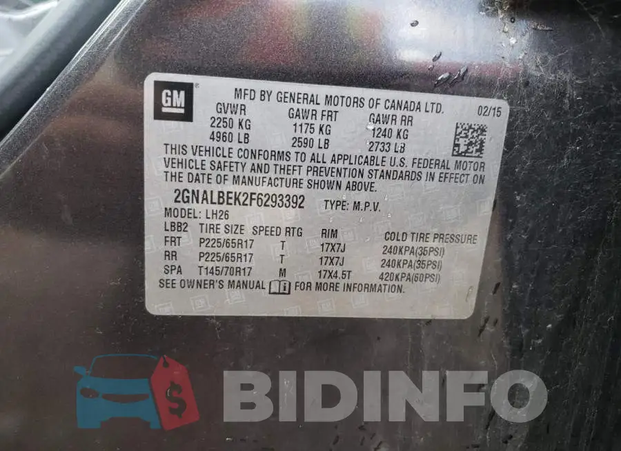 2GNALBEK2F6293392 Photo# 10