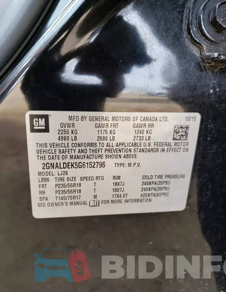 2GNALDEK5G6152796 Photo# 13