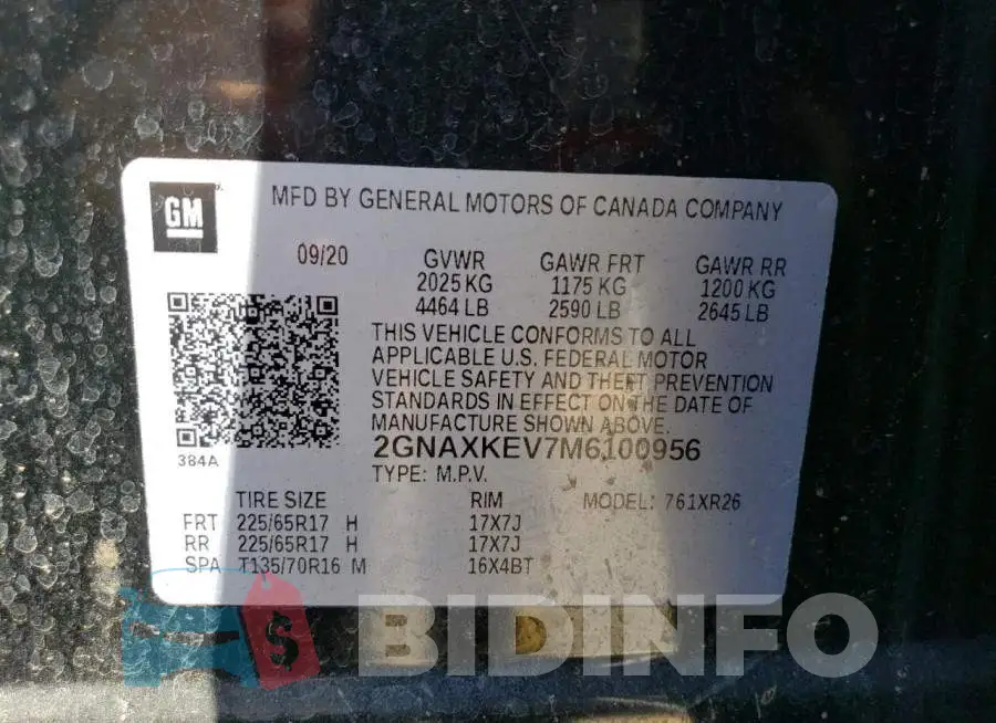 2GNAXKEV7M6100956 Photo# 14