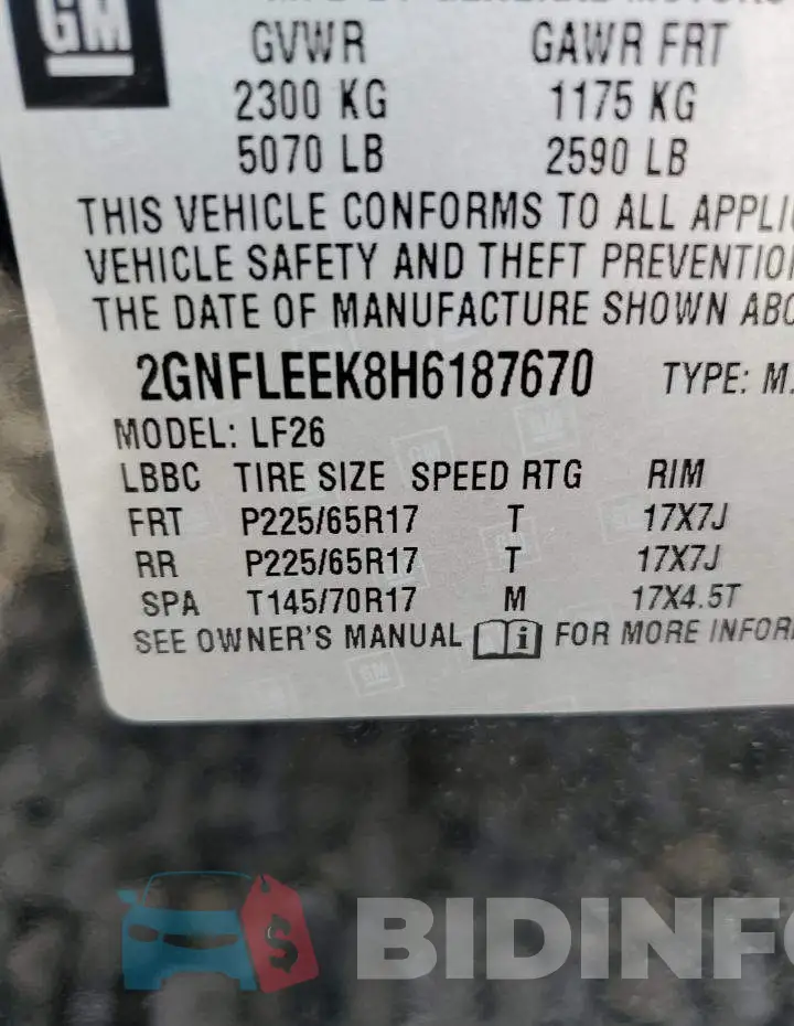 2GNFLEEK8H6187670 Photo# 13