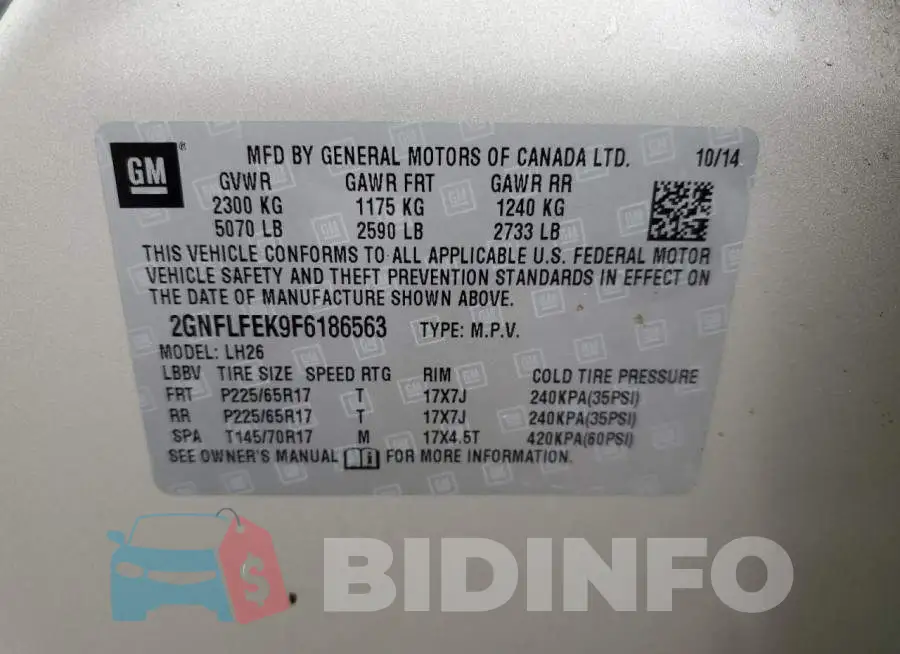 2GNFLFEK9F6186563 Photo# 13