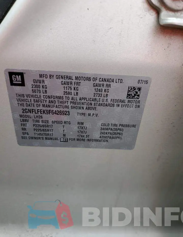 2GNFLFEK9F6426923 Photo# 14