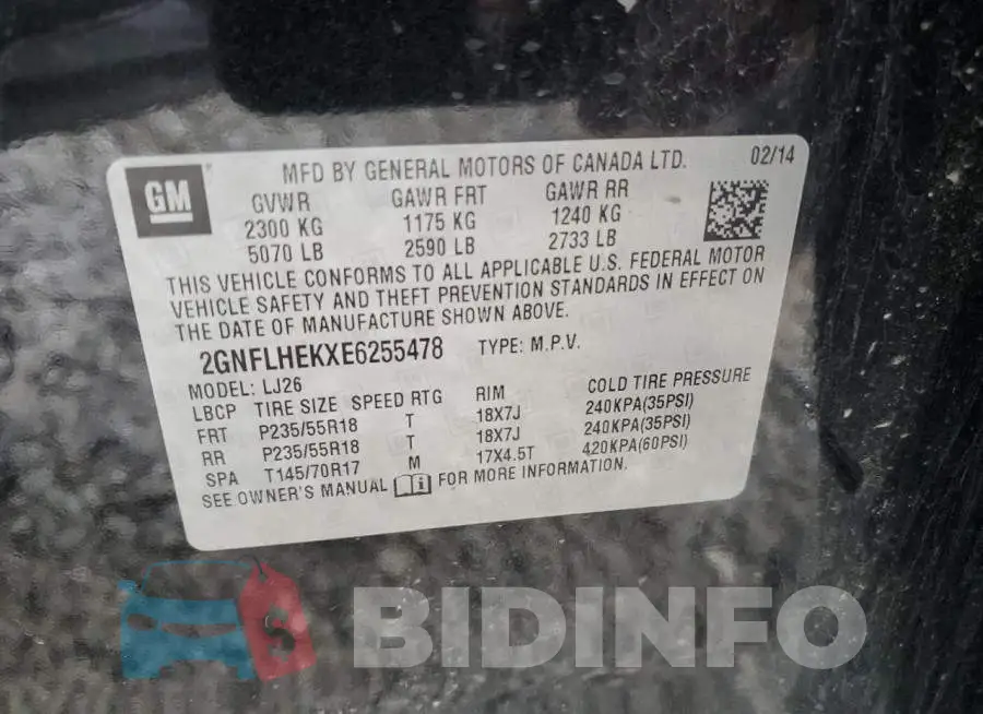 2GNFLHEKXE6255478 Photo# 13