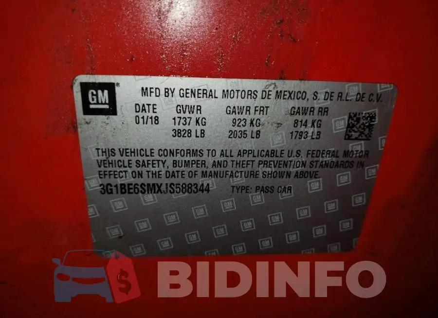 3G1BE6SMXJS588344 Photo# 12