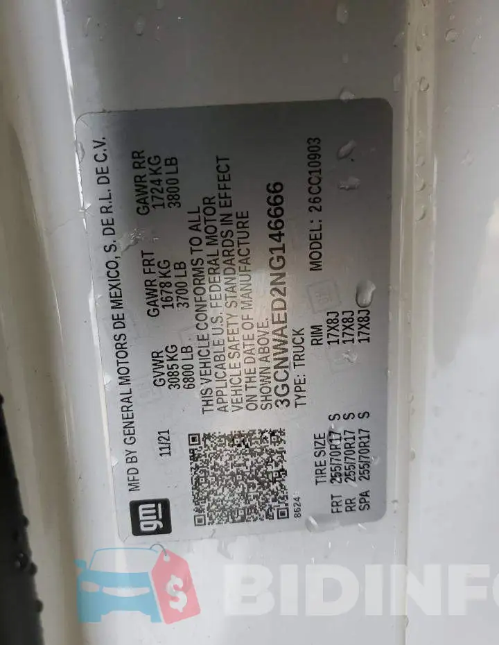 3GCNWAED2NG146666 Photo# 12