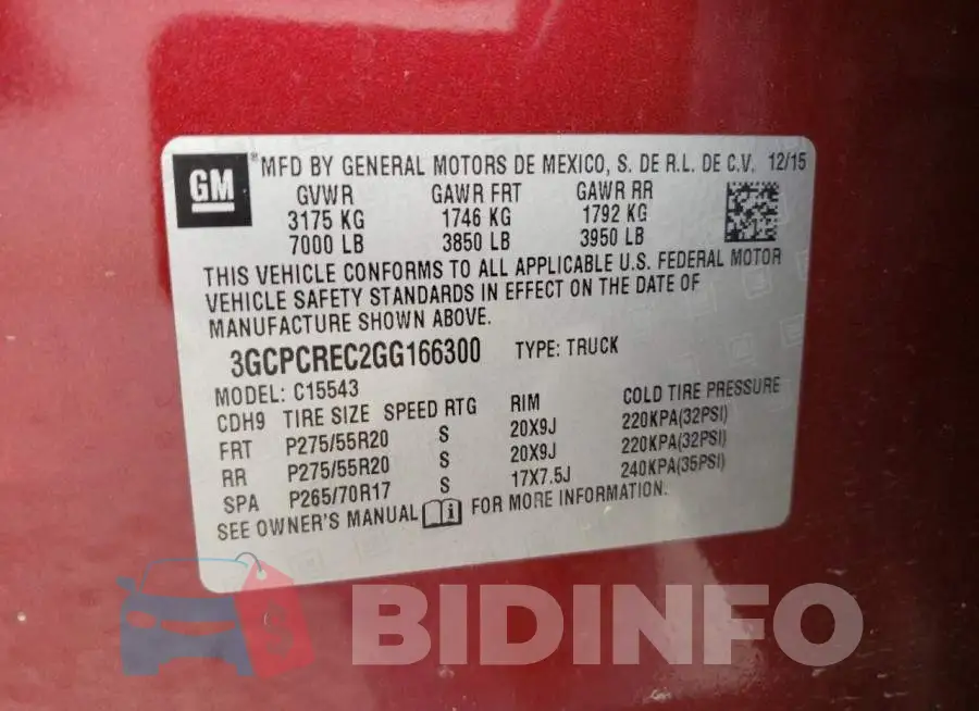 3GCPCREC2GG166300 Photo# 12