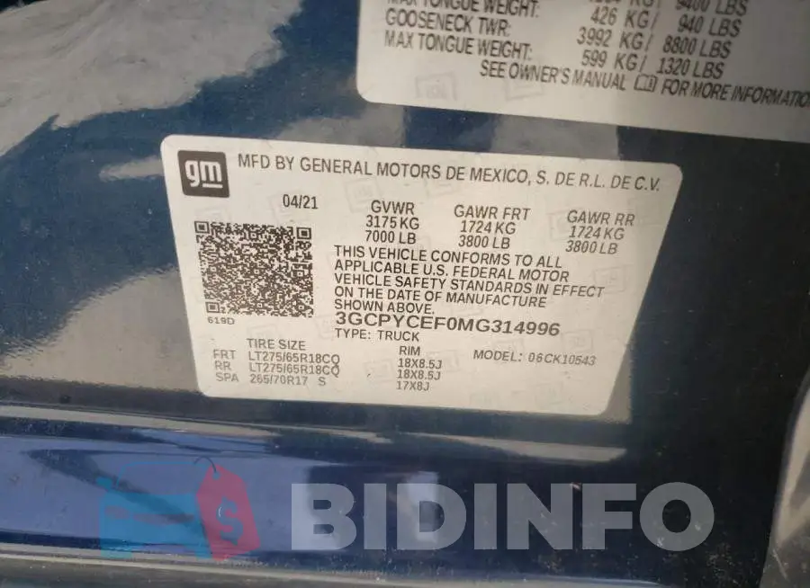 3GCPYCEF0MG314996 Photo# 13