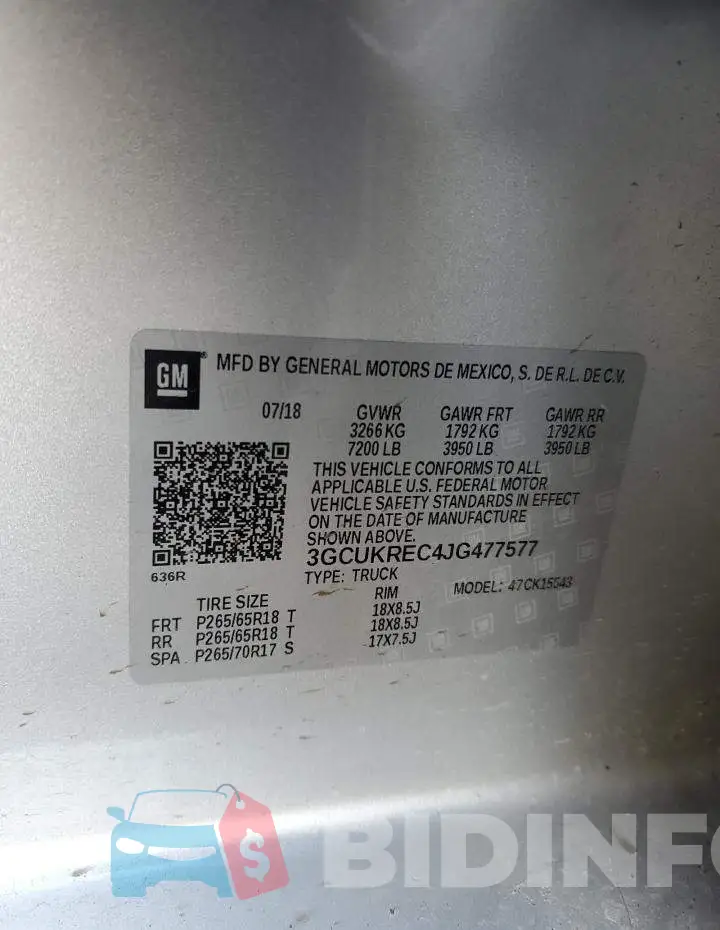 3GCUKREC4JG477577 Photo# 10