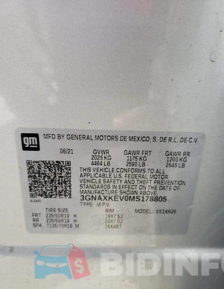 3GNAXKEV0MS178805 Photo# 14