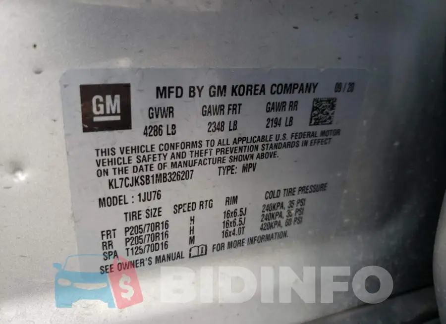 KL7CJKSB1MB326207 Photo# 13