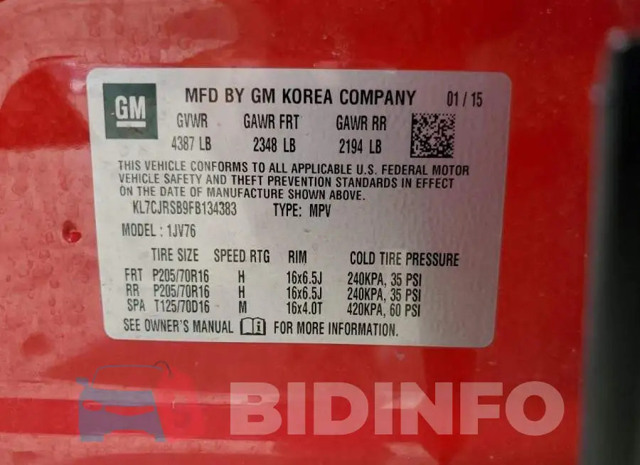 KL7CJRSB9FB134383 Photo# 13