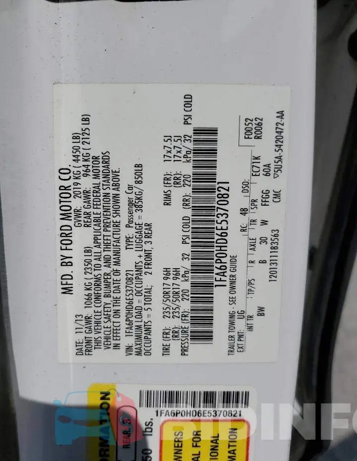 1FA6P0HD6E5370821 Photo# 12