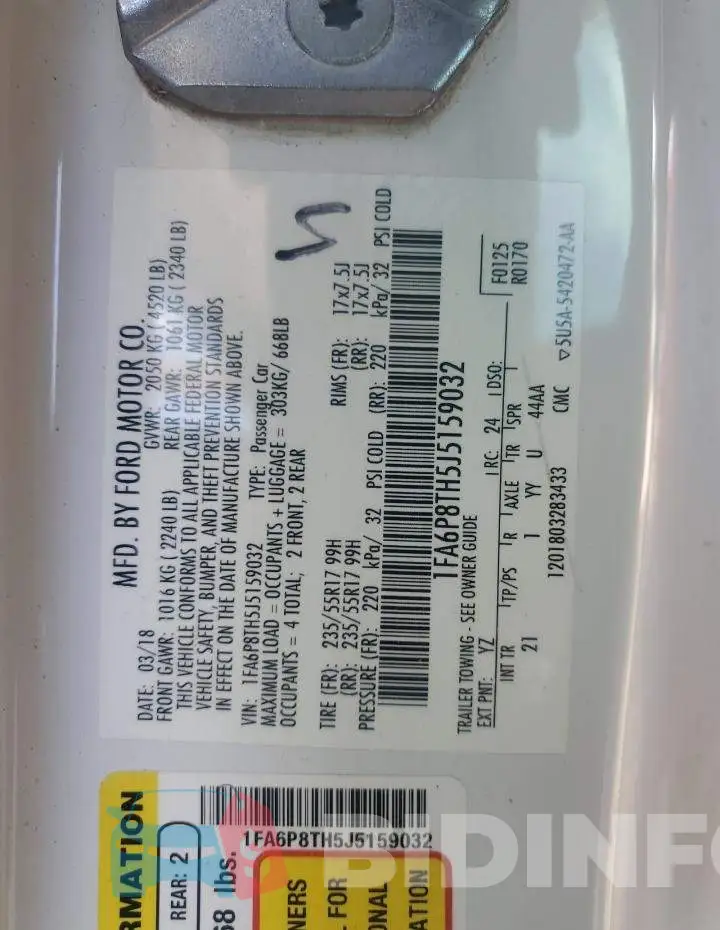 1FA6P8TH5J5159032 Photo# 13