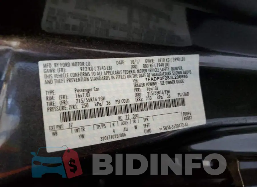 1FADP3F28JL206695 Photo# 12