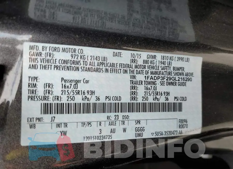 1FADP3F29GL216290 Photo# 13