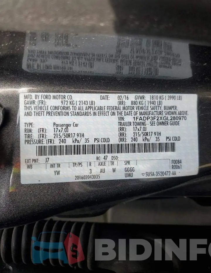 1FADP3F2XGL280970 Photo# 12