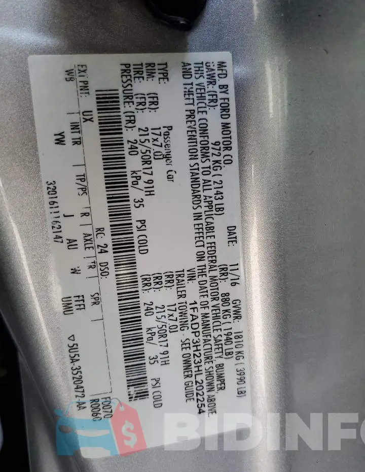 1FADP3H23HL202254 Photo# 13