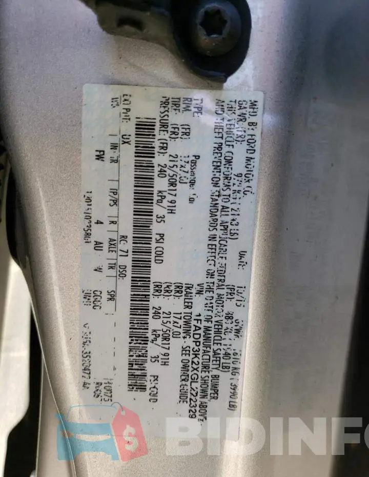 1FADP3K2XGL222329 Photo# 12