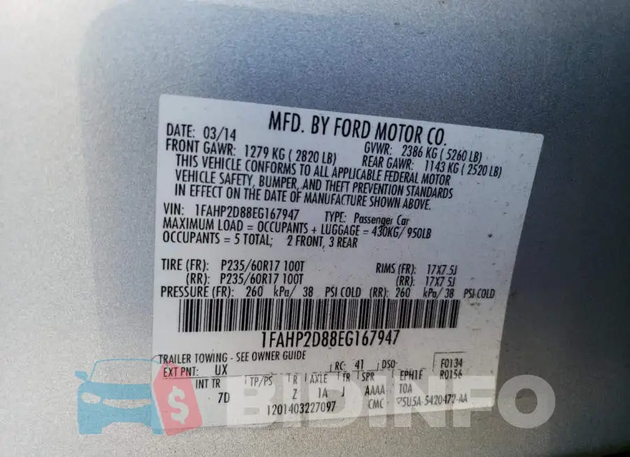 1FAHP2D88EG167947 Photo# 10