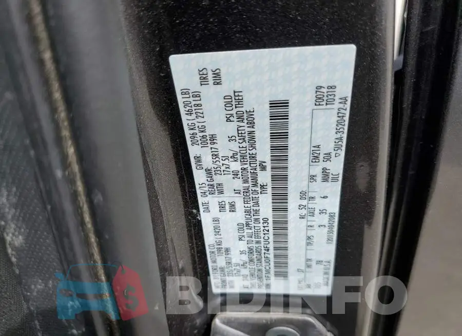 1FMCU0F74FUC12130 Photo# 13