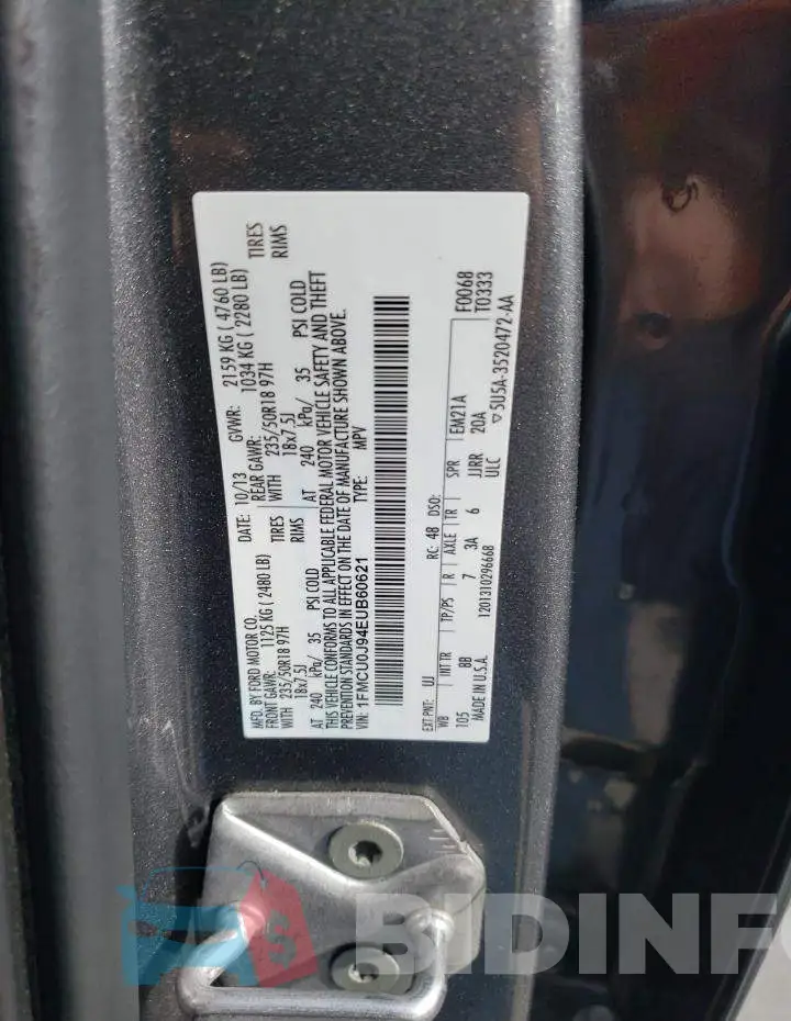1FMCU0J94EUB60621 Photo# 12