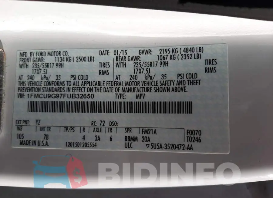 1FMCU9G97FUB32650 Photo# 13