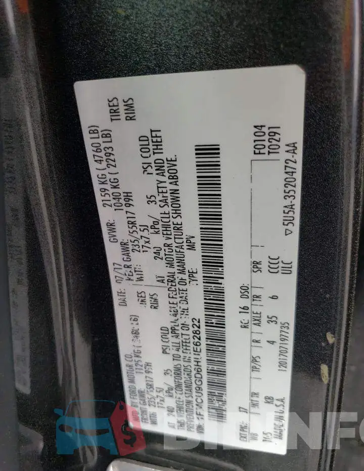 1FMCU9GD6HUE62822 Photo# 13